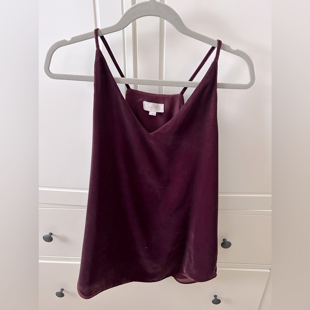 LOFT burgundy velvet cami tank